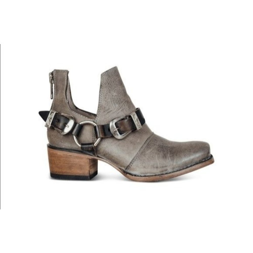 Freebird Boots Truce Size 8 Gray Leather Western Strap Buckle Womens 2268